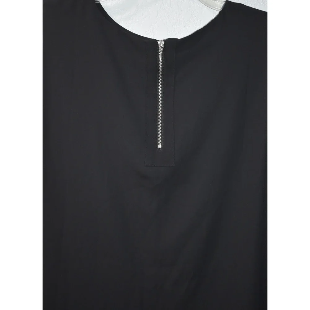 Chicos 2/Large Sleeveless Top Tulip Layered Black Blouse Back Exposed Zipper